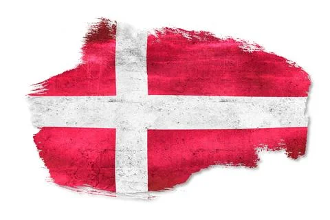 Denmark flag paint stroke on white background Stock Illustration