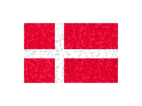 Denmark flag pixel art. 8-bit Denmark flag sign. Design for a festive banner イラスト素材