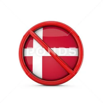 Denmark Flag Prohibited No Entry Symbol. 3D Rendering: Royalty Free ...