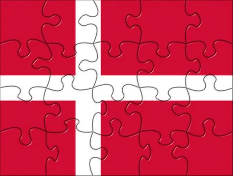 Denmark Flag Puzzle Pieces Stock Illustration