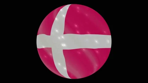 Denmark flag in a round ball rotates. Flicker and shine. Animation loop Stock Footage 145857823