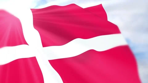 Denmark Flag Seamless Loop 4k 60fps on Sky Background Stock Footage 340624046
