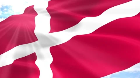 Denmark Flag Seamless Loop 4k 60fps on Sky Background Stock Footage 341558661