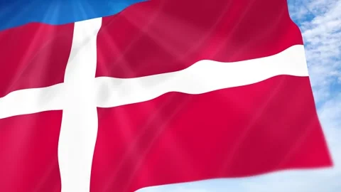 Denmark Flag Seamless Loop 4k 60fps on Sky Background Stock Footage 341672456