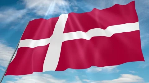 Denmark Flag Seamless Loop 4k 60fps on Sky Background Stock Footage 341756247