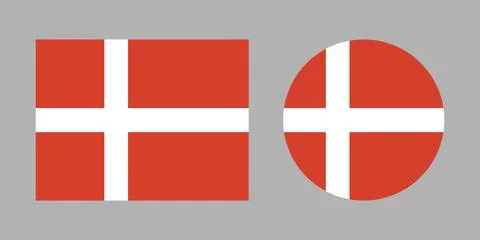 Denmark flag. Set of Danish flag with Nordic Cross in circle, rectangle Stockillustratie