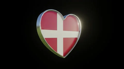 Denmark Flag in the Shape of 3D Heart. Stock Footage 133064327