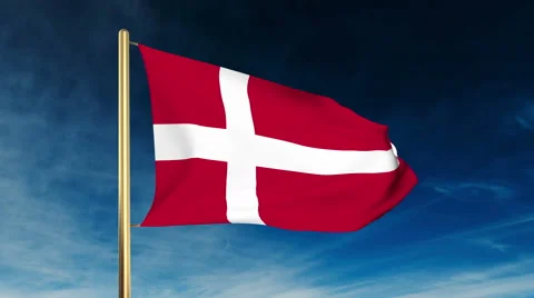 Denmark flag slider style. Waving in the wind with cloud background animation Video stock 47889394