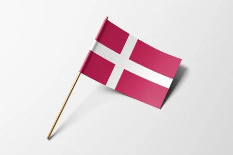 Denmark flag of small paper, isolated on white background Stock Photos