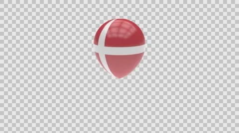 Denmark flag textured balloon rotating Alpha Stock Footage 61394230