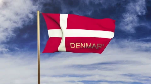 Denmark flag with title waving in the wind. Looping sun rises style.  Animation Stock Footage 47889542