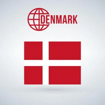 Denmark flag vector illustration isolated on modern background with shadow. Stock Illustration