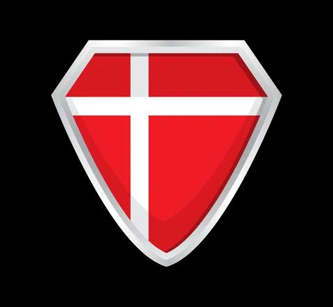 Denmark flag vector. The sign of the Danish state. A shield with a red cloth Illustrazione stock