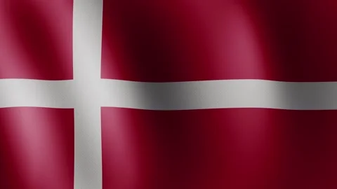 Denmark flag waving, close-up of Denmark national flag Stock Footage 340501189