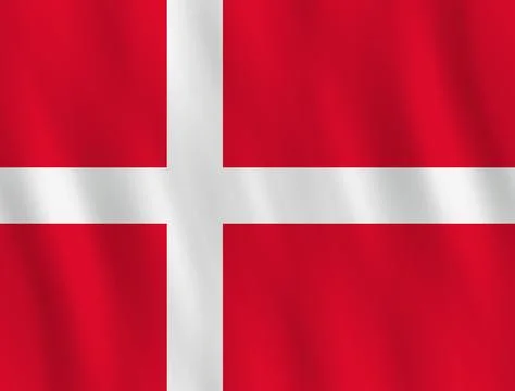 Denmark flag with waving effect, official proportion. Stock Illustration