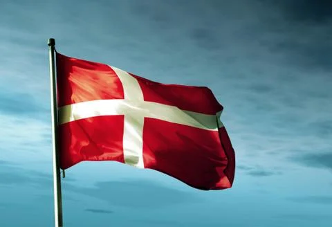 Denmark flag waving in the evening 스톡 일러스트