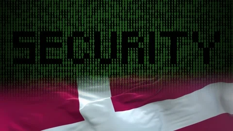 Denmark flag - Waving flag on matrix binary code background Stock Footage 321422234