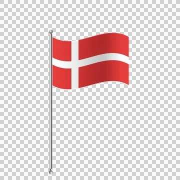 Denmark flag waving isolated on grey transparent background. Illustrazione stock