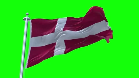 Denmark Flag Waving in Loopable and Textured green screen background Stock Footage 296876604