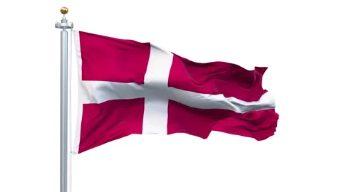 Denmark flag waving looping with transparent background. Stock Footage 312541211