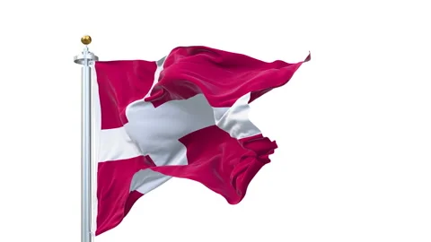 Denmark flag waving looping with transparent background. Video stock 312541219