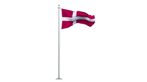 Denmark flag waving looping with transparent background. Video stock 312541316