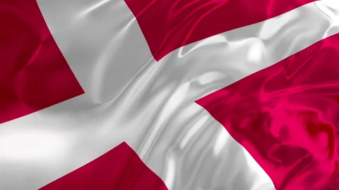 Denmark flag waving Seamless silk flag 3d animation slow motion Looping. 스톡 동영상 306588609