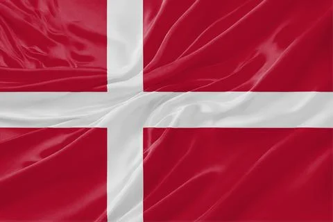 Denmark Flag Waving Textures Silk Background Stock Illustration
