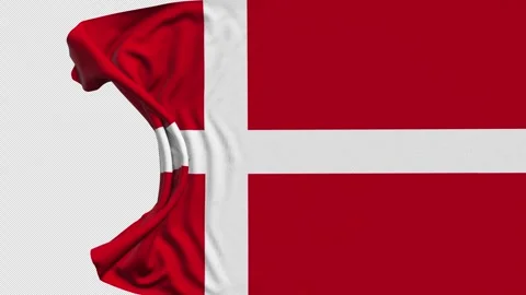 Denmark Flag Waving Transition with Alpha Channel, Smooth Left to Right Motion Stock Footage 326340283