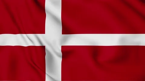 Denmark flag waving in the wind. Denmark National flag seamless loop animation. Stock Footage 131288874