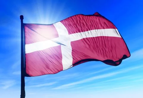 Denmark flag waving on the wind Stock Illustration