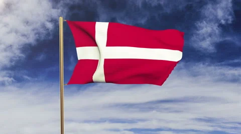 Denmark flag waving in the wind. Looping sun rises style.  Animation loop. Green Stock Footage 47889537