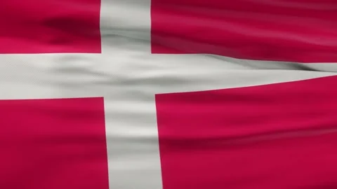 Denmark flag waving on wind seamles loop 3d animation Stock Footage 132706802