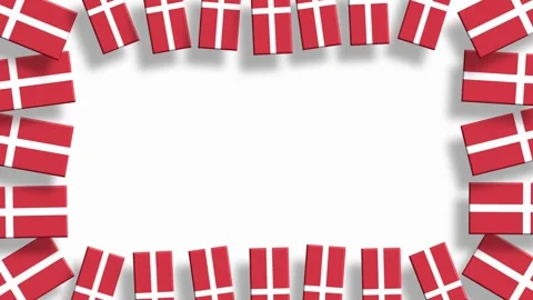 Denmark flags border frame on white background for copy space Stock Footage 325609219