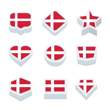 Denmark flags icons and button set nine styles Stock Illustration