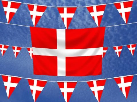Denmark Flags Stock Illustration