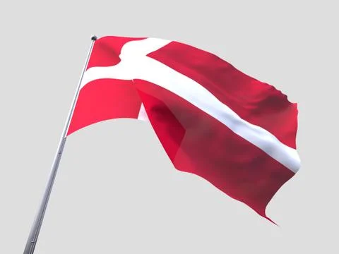 Denmark flying flag isolate on white background. Stock Illustration