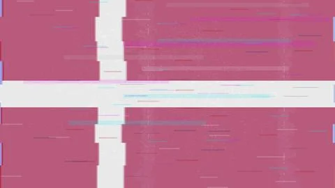 Denmark Glitch Flag Vector - RGB Split Digital Video Frame Design Stock Illustration