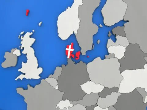 Denmark on globe Stock Illustration