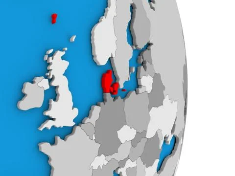 Denmark on globe Illustrazione stock