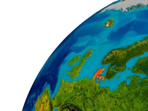 Denmark on globe Stock Illustration