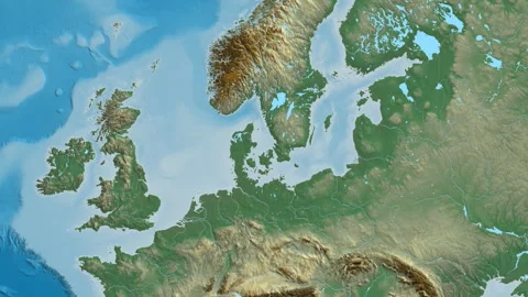 Denmark on the globe. Regional borders. Relief. Labels Stock Footage 339878835