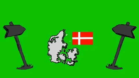 Denmark - Hand-Drawn Animation - board pointing black Stock Footage 97984876