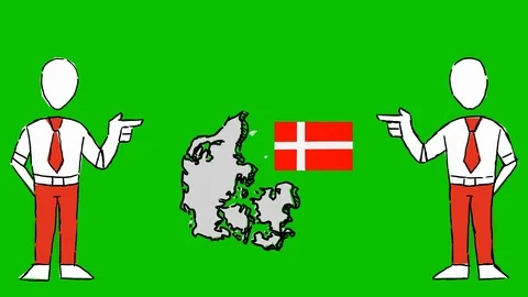 Denmark - Hand-Drawn Animation - men pointing red Stock Footage 97985229
