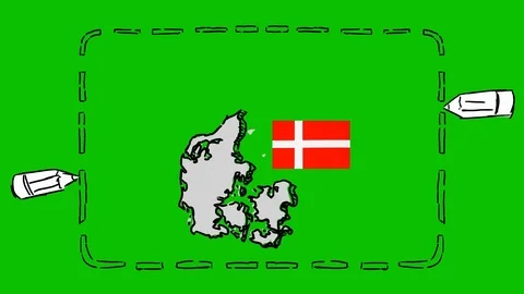 Denmark - Hand-Drawn Animation - rectangle white Stock Footage 97985364
