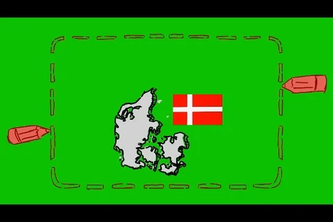 Denmark - Hand-Drawn Animation - rectangle red Stock Footage 98002861