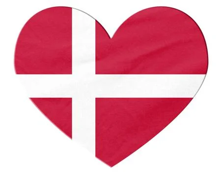 Denmark heart shape flag on transparent background Stock Illustration