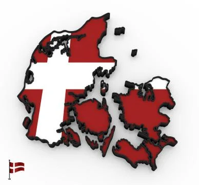 Denmark high detailed 3D map Illustrazione stock
