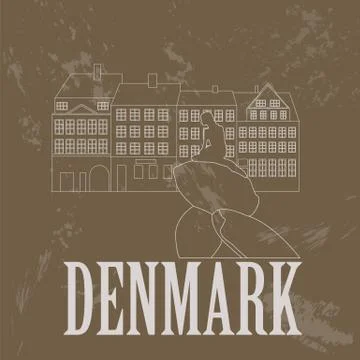 Denmark landmarks. Retro styled image 스톡 일러스트