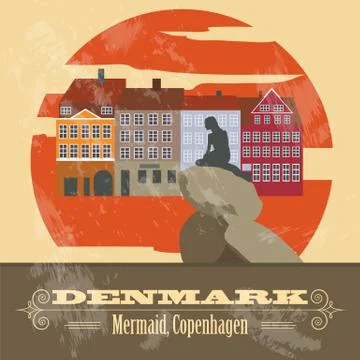 Denmark landmarks. Retro styled image Illustrazione stock